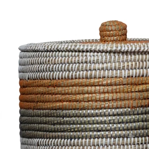 NIRA ΚΑΛΑΘΙ ΜΕ ΚΑΠΑΚΙ SET 3ΤΜΧ 45x45x50cm KANSGRASS ΦΥΣΙΚΟ ΛΕΥΚΟ ΠΛΑΣΤΙΚΟ TERRACOTTA