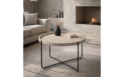 FUN COFFEE TABLE SAND BEIGE ΜΑΥΡΟ 63x63x42cm