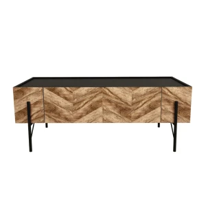 PARKE COFFEE TABLE ΜΑΥΡΟ ΦΥΣΙΚΟ ΜΕ PATTERN ΜΑΥΡΟ 120x63x45cm