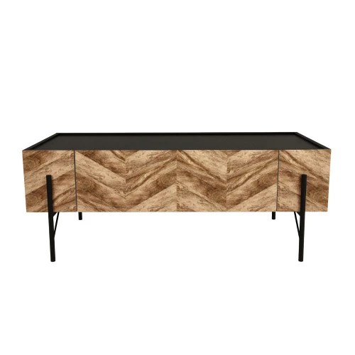 PARKE COFFEE TABLE ΜΑΥΡΟ ΦΥΣΙΚΟ ΜΕ PATTERN ΜΑΥΡΟ 120x63x45cm