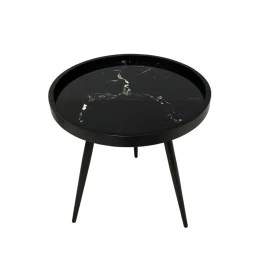 MARM SIDE TABLE ΜΑΥΡΟ ΜΕ PATTERN ΜΑΥΡΟ 49.5x49.5x52cm
