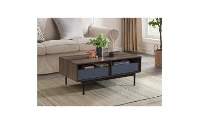 GROOVES COFFEE TABLE 2ΣΥΡΤΑΡΙΑ ΚΑΡΥΔΙ ΓΚΡΙ 110x60x45cm