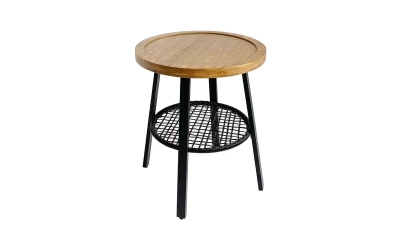 FILET SIDE TABLE ΦΥΣΙΚΟ ΜΑΥΡΟ 45x45x52cm