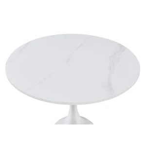 SNOW SIDE TABLE ΛΕΥΚΟ ΜΕ ΟΨΗ ΜΑΡΜΑΡΟΥ ΛΕΥΚΟ 50x50x61cm