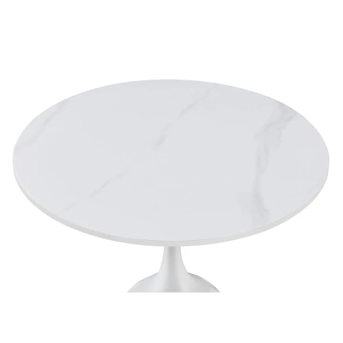SNOW SIDE TABLE ΛΕΥΚΟ ΜΕ ΟΨΗ ΜΑΡΜΑΡΟΥ ΛΕΥΚΟ 50x50x61cm