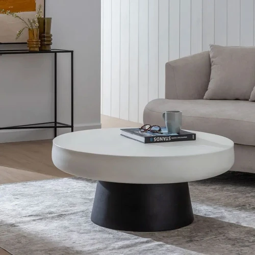 MYKONOS COFFEE TABLE ΛΕΥΚΟ ΜΑΥΡΟ 90x90x39cm