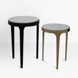 STICKS SIDE TABLE SET 2ΤΕΜ ΛΕΥΚΟ ΜΑΥΡΟ ΧΡΥΣΟ 37x37x54.5cm