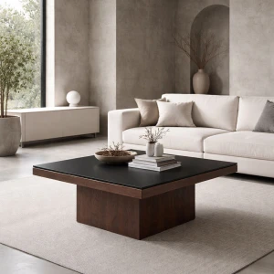 NUEZ COFFEE TABLE ΚΑΡΥΔΙ ΜΑΥΡΟ 79x79x40cm