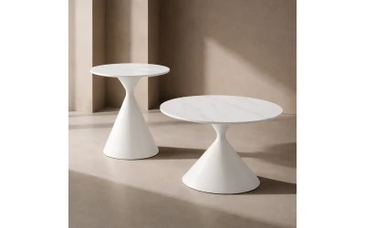ICE COFFEE TABLE SET 2ΤΕΜ ΑΣΠΡΟ ΑΣΠΡΟ 70x70x40cm