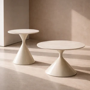 PIETRA COFFEE TABLE SET 2ΤΕΜ CREAM CREAM 70x70x40cm