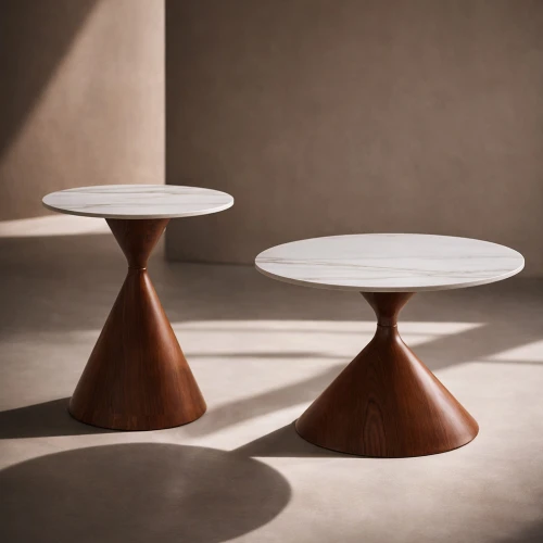 NOISETTE COFFEE TABLE SET 2ΤΕΜ ΛΕΥΚΟ ΜΕ ΟΨΗ ΜΑΡΜΑΡΟΥ ΚΑΡΥΔΙ 70x70x40cm