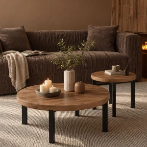 BOBBA COFFEE TABLE SONOMA ΜΑΥΡΟ 80x80x45cm