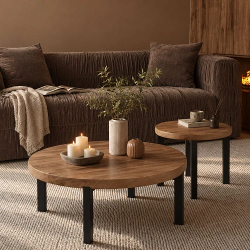 BOBBA SIDE TABLE SONOMA ΜΑΥΡΟ 60x60x55cm