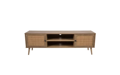AMMOS TV STAND 2ΠΟΡΤΕΣ ΦΥΣΙΚΟ ΜΕ RATTAN 150x39x49cm