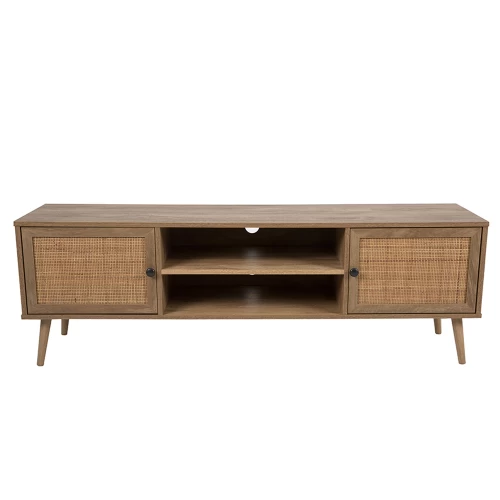 AMMOS TV STAND 2ΠΟΡΤΕΣ ΦΥΣΙΚΟ ΜΕ RATTAN 150x39x49cm