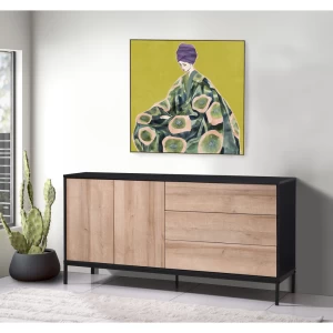 BLACKBIRD ΜΠΟΥΦΕΣ 2ΠΟΡΤΕΣ 3ΣΥΡΤΑΡΙΑ RIVIERA OAK ΜΑΥΡΟ 150x40x75.5cm