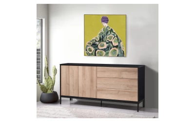 BLACKBIRD ΜΠΟΥΦΕΣ 2ΠΟΡΤΕΣ 3ΣΥΡΤΑΡΙΑ RIVIERA OAK ΜΑΥΡΟ 150x40x75.5cm
