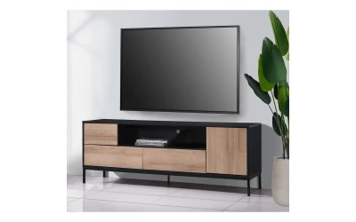 BLACKBIRD TV STAND RIVIERA OAK ΜΑΥΡΟ 160x40.5x58cm