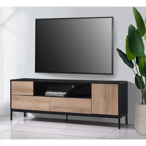 BLACKBIRD TV STAND RIVIERA OAK ΜΑΥΡΟ 160x40.5x58cm