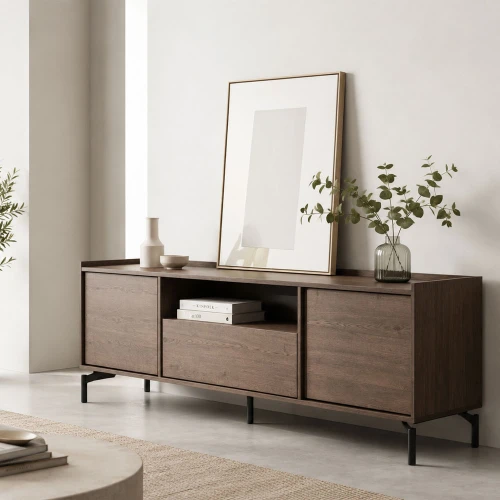 TOBAC TV STAND 2ΠΟΡΤΕΣ 1ΣΥΡΤΑΡΙ ΚΑΡΥΔΙ ΣΚΟΥΡΟ 180x39x62cm
