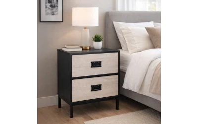 FACTORY ΚΟΜΟΔΙΝΟ 2ΣΥΡΤΑΡΙΑ ΜΑΥΡΟ OAK SONOMA DECAPE 50x35x55cm
