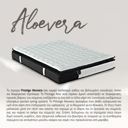 VISCO ALOE VERA ROLL PACK ΣΤΡΩΜΑ 160x200cm ΛΕΥΚΟ ΑΝΘΡΑΚΙ 200x160x31cm