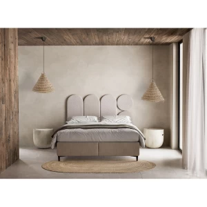 ABSTRACT ΚΡΕΒΑΤΙ ΜΕ ΑΠΟΘΗΚ. ΧΩΡΟ (ΓΙΑ ΣΤΡΩΜΑ 160x200cm) BEIGE ΜΕ PATTERN 207x160x130cm