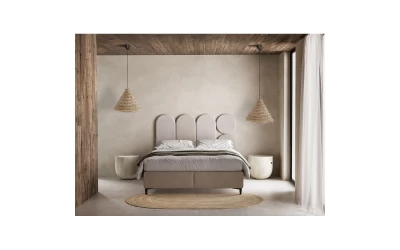 ABSTRACT ΚΡΕΒΑΤΙ ΜΕ ΑΠΟΘΗΚ. ΧΩΡΟ (ΓΙΑ ΣΤΡΩΜΑ 160x200cm) BEIGE ΜΕ PATTERN 207x160x130cm