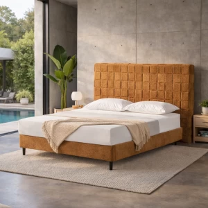 BALZAK ΚΡΕΒΑΤΙ (ΓΙΑ ΣΤΡΩΜΑ 160x200cm) CAMEL 222x186x130cm