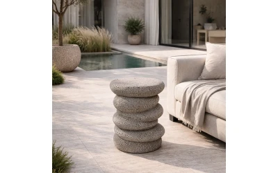 BALANCE SIDE TABLE STONE GREY 34x37x49.5cm