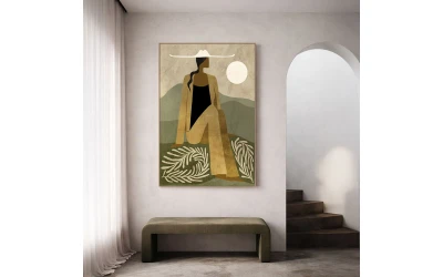 AUREA ΠΙΝΑΚΑΣ ΔΙΑΚΟΣΜΗΤΙΚΟΣ ΜΕ ΚΟΡΝΙΖΑ 80x120x4cm ΚΑΜΒΑΣ ΠΟΛΥΧΡΩΜΟ ΞΥΛΟ