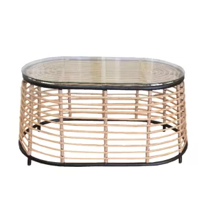 LOOM COFFEE TABLE ΦΥΣΙΚΟ ΜΑΥΡΟ 95x55x45cm