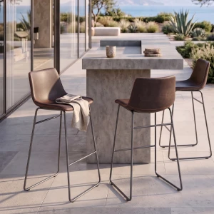 NUEVO XL ΣΚΑΜΠΟ BAR ΚΑΦΕ ANTIQUE WASHED ΜΑΥΡΟ 47x57x100cm