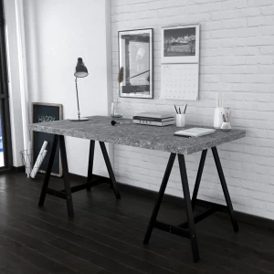 CAVALLETTO ΓΡΑΦΕΙΟ CEMENT ΜΑΥΡΟ 140x75x74cm