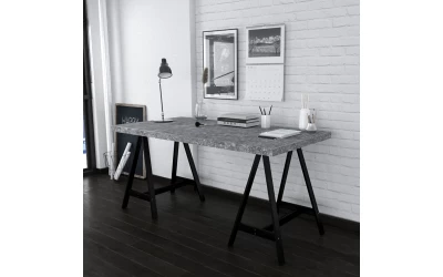 CAVALLETTO ΓΡΑΦΕΙΟ CEMENT ΜΑΥΡΟ 140x75x74cm