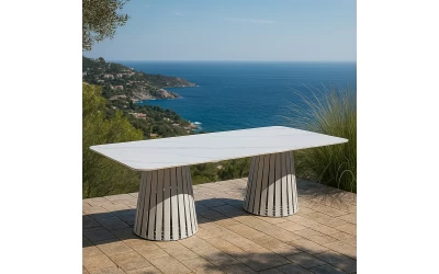 EURORA ΤΡΑΠΕΖΙ ΛΕΥΚΟ ΜΕ ΟΨΗ ΜΑΡΜΑΡΟΥ ΛΕΥΚΟ 220x100x75cm