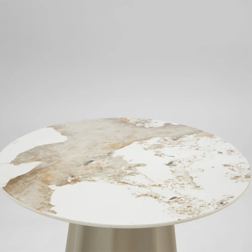 VELLUM ΤΡΑΠΕΖΙ BEIGE ΜΕ ΟΨΗ ΜΑΡΜΑΡΟΥ 80x80x76.5cm