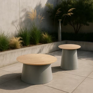 ZENTRA COFFEE TABLE ΦΥΣΙΚΟ ΓΚΡΙ 50x50x47.5cm