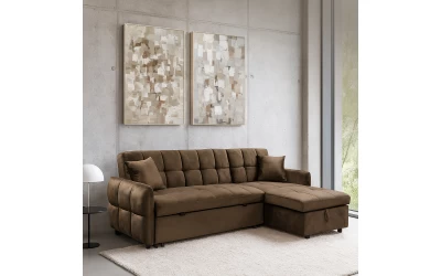 CROSSOVER ΚΑΝΑΠΕΣ ΚΡΕΒΑΤΙ ΓΩΝΙΑ ΑΝΑΣΤΡΕΨΙΜΗ COFFEE 213x145x83cm