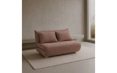 FUTON ΚΑΝΑΠΕΣ ΚΡΕΒΑΤΙ 2ΘΕΣΙΟΣ ΑΝΑΔΙΠΛΟΥΜΕΝΟΣ TERRACOTTA BEIGE ΜΕ PATTERN 141x87x76cm