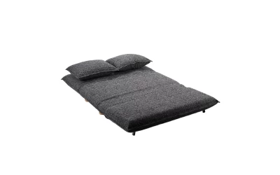FUTON ΚΑΝΑΠΕΣ ΚΡΕΒΑΤΙ 2ΘΕΣΙΟΣ ΑΝΑΔΙΠΛΟΥΜΕΝΟΣ ΓΚΡΙ ΜΑΥΡΟ ΜΕ PATTERN 141x87x76cm