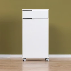 Ντουλάπι Diamond τροχήλατο χρώμα λευκό gloss 50x40x100εκ.