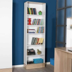 Βιβλιοθήκη Base χρώμα oak - λευκό 60x26x197εκ.