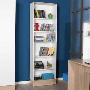 Βιβλιοθήκη Base χρώμα oak - λευκό 60x26x197εκ.