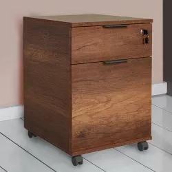 Συρταριέρα γραφείου με κλειδαριά Rio τροχήλατη χρώμα καρυδί 41x45x61 εκ.