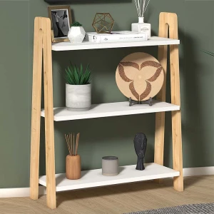 Βιβλιοθήκη Como χρώμα λευκό - oak 63x22x80εκ.