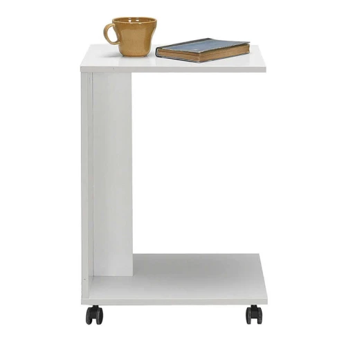 Τραπεζάκι βοηθητικό C-Shaped χρώμα λευκό gloss 35x45x65εκ.