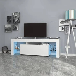 Έπιπλο τηλεόρασης Stilo με φωτισμό LED χρώμα λευκό 150x37x52εκ.