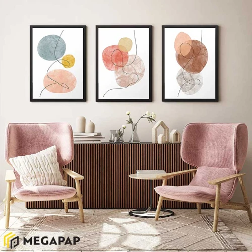 Πίνακας "Circles" 3 τμχ. σε πλαίσιο 35x45x2εκ.