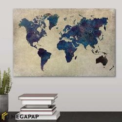 Πίνακας σε καμβά "World Map" ψηφιακής εκτύπωσης 75x50x3εκ.